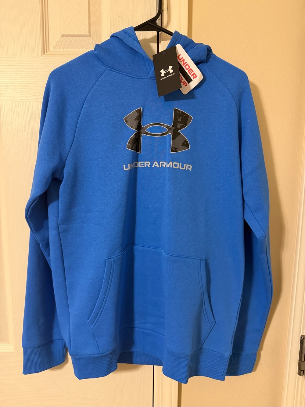 Under Armour Blue Pullover Hoodie with Black Logo